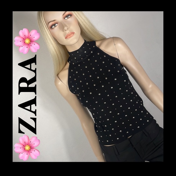 ZARA STUDDED TOP - Picture 1 of 10
